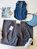 Top denim rayado