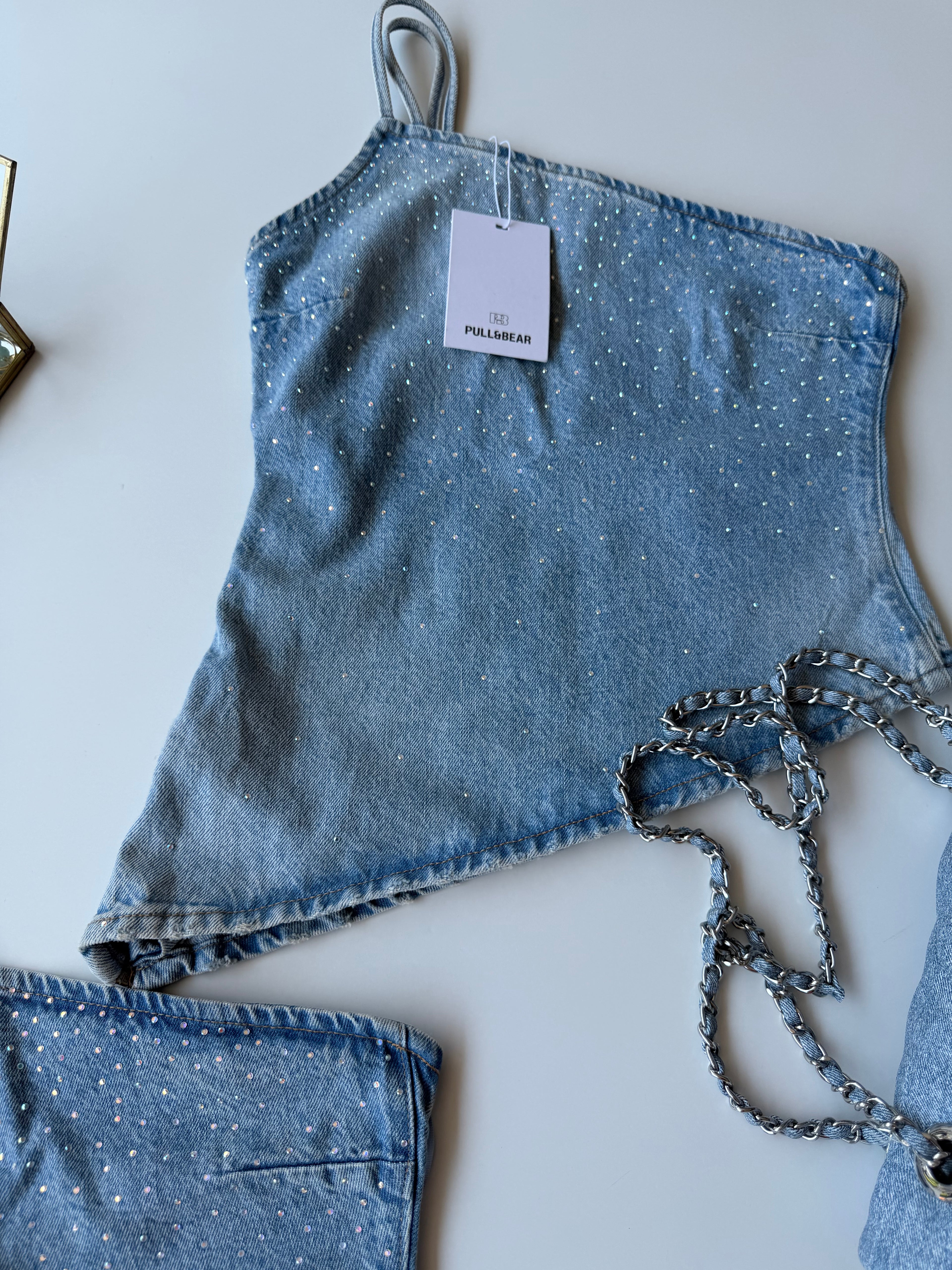 Top asimetrico denim