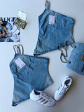 Top asimetrico denim